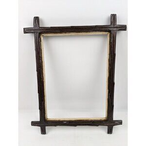 Antique tramp art style picture frame Americana folk art country home cottage